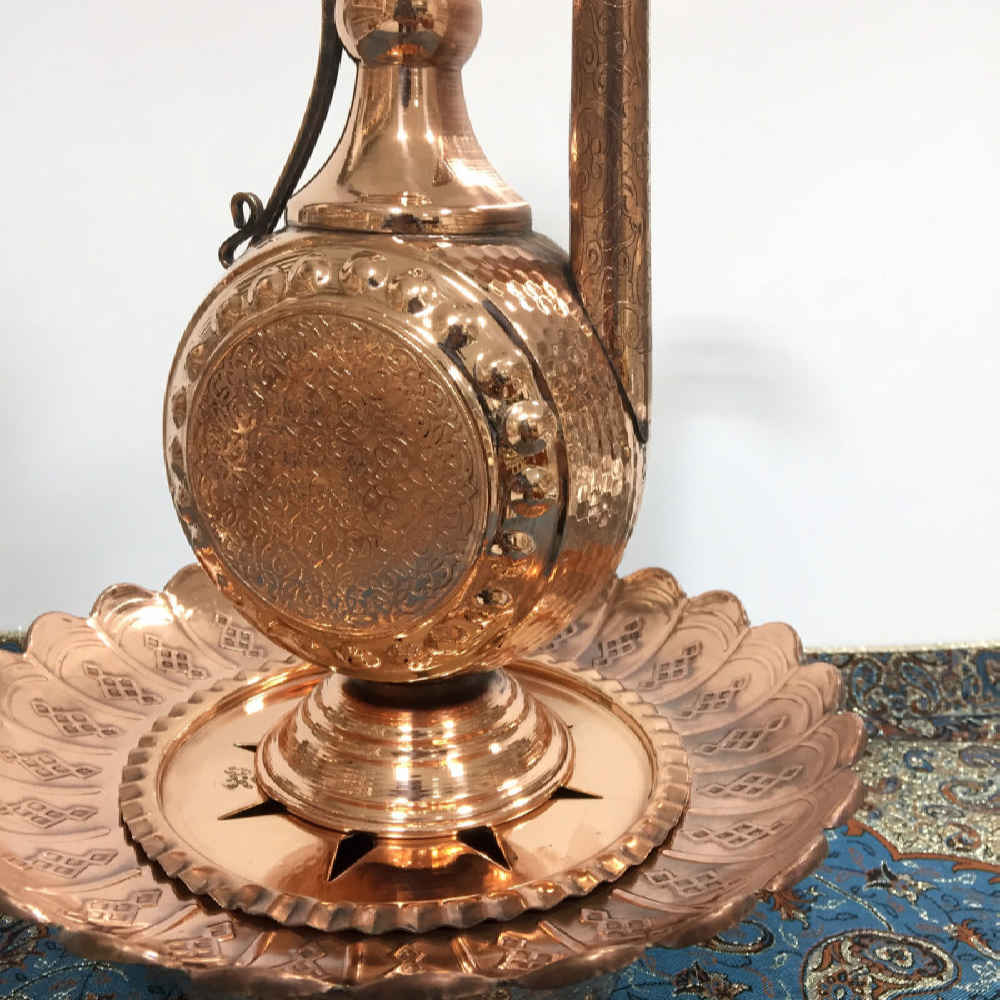 Decorative Persian Copper Aftabeh with Basin Bowl – Gol Model