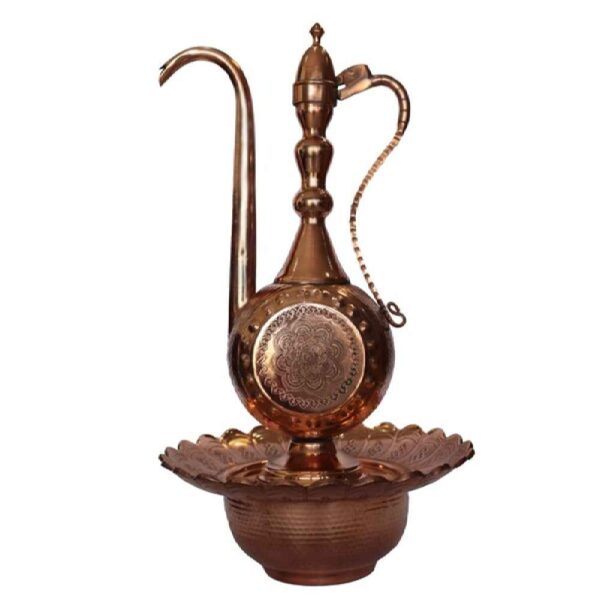 Decorative Persian Copper Aftabeh with Basin Bowl - Model Raz