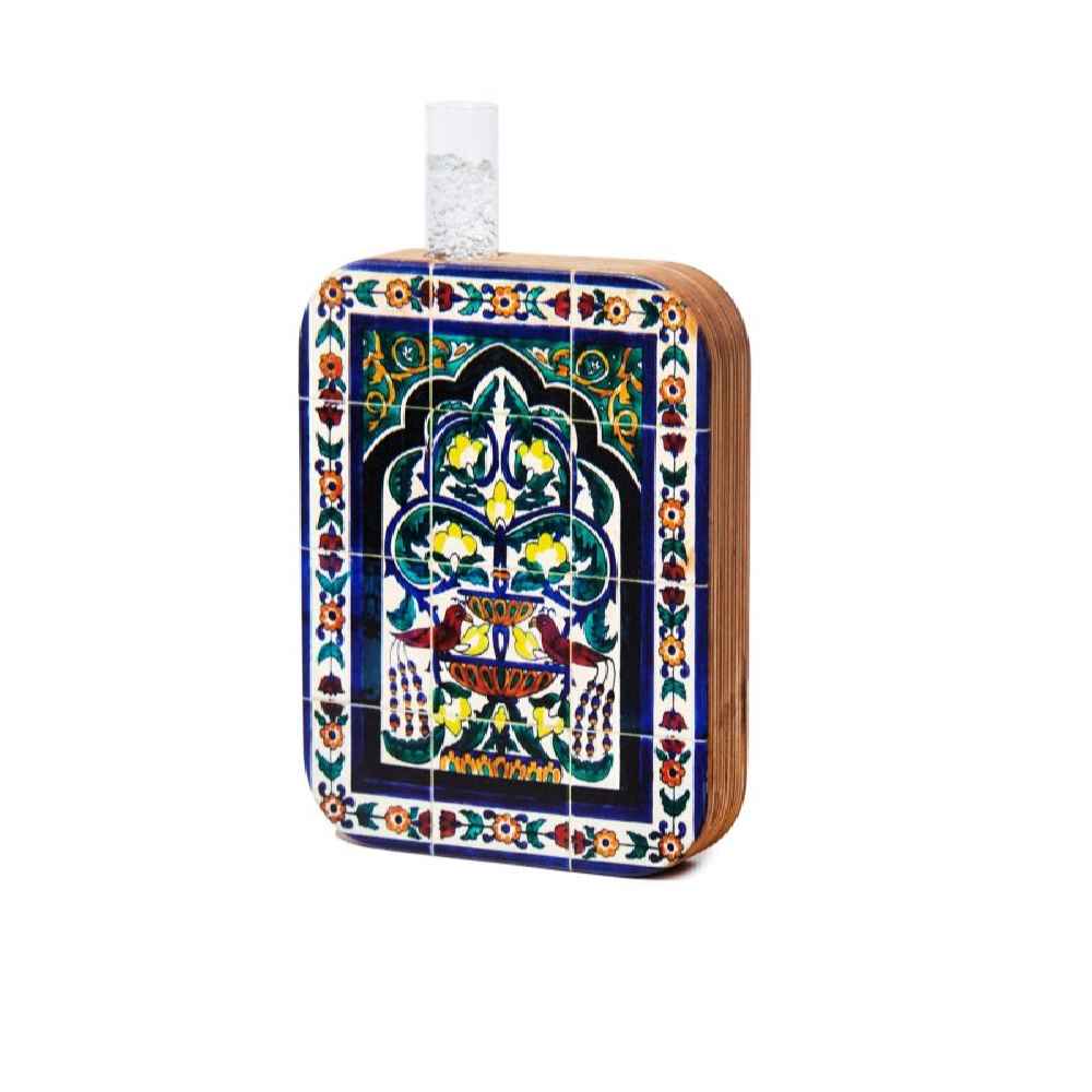 Decorative Wooden Terrarium Vase with Persian Inspired Pattern Kaashi