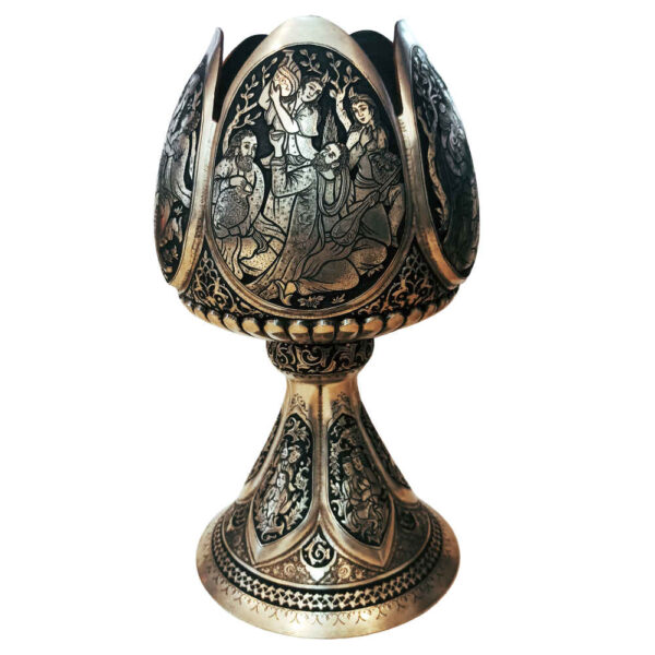 Handcrafted Persian Engraved Copper Sugar Bowl Majnoon