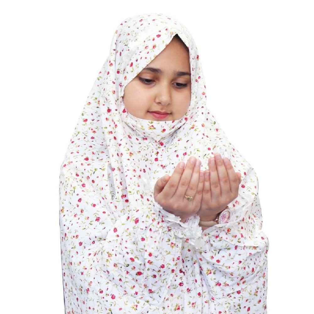 Girls’ Taklif Ceremony Chador Set with Sleeves Model Floral