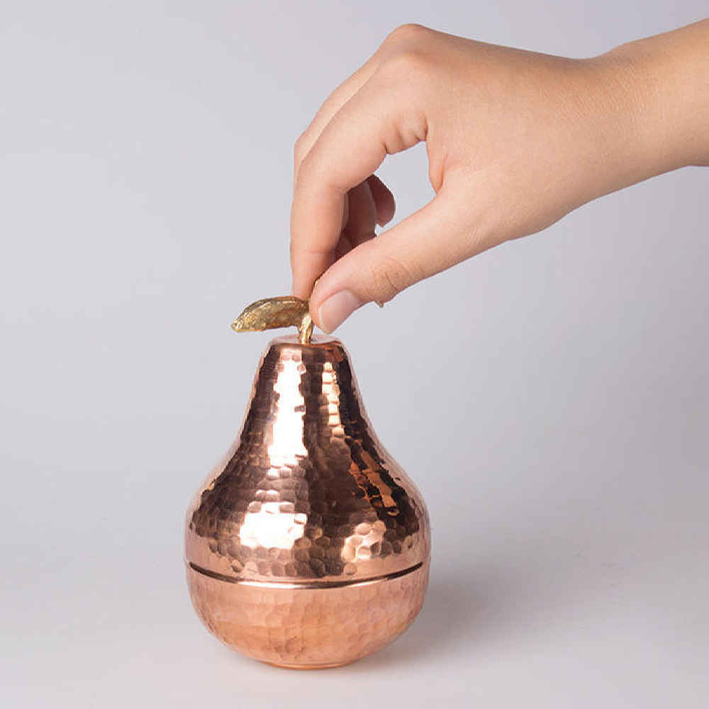 Handcrafted Persian Copper Sugar Bowl with – Hammered Pear