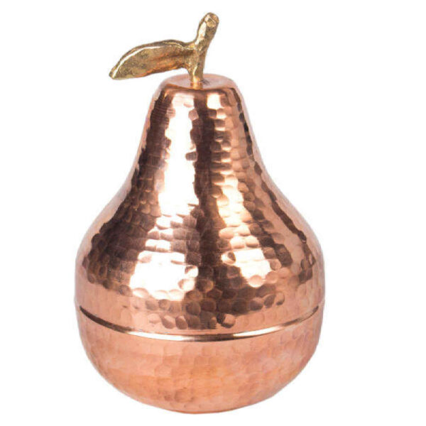 Handcrafted Persian Copper Sugar Bowl with - Hammered Pear