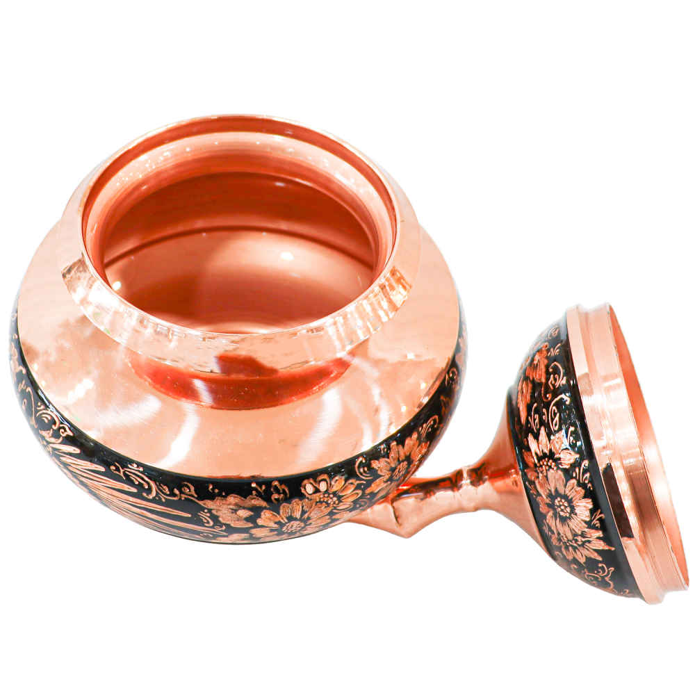 Handcrafted Persian Engraved Copper Sugar Bowl Almas