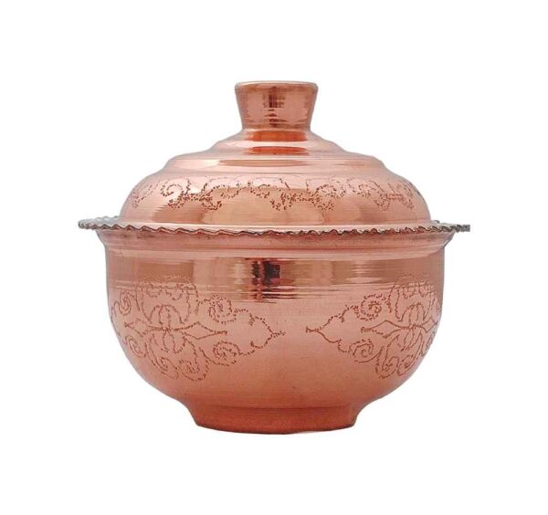 Handcrafted Persian Copper Sugar Bowl with - Hammered