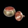 Handcrafted Persian Copper Sugar Bowl Decorated with Khatam Marquetry Art Ghandoon