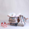 Handcrafted Persian Copper Sugar Bowl with Lid - Minakari Enameled Mehran