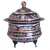 Handcrafted Persian Copper Sugar Bowl with Lid - Minakari Enameled Mehran
