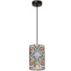 Fabric Pendant Light with Velvet Cylinder Lampshade Nava