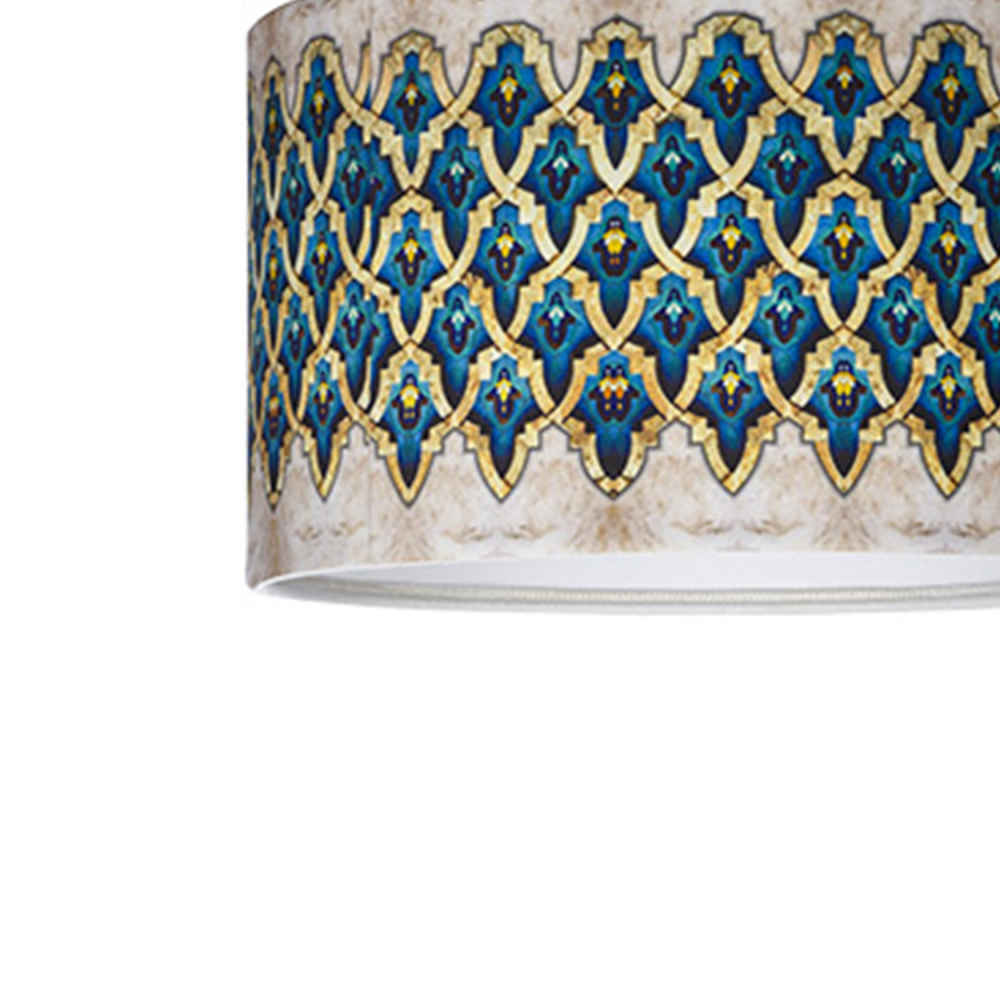 Fabric Pendant Light with Velvet Drum Lampshade Sarvin