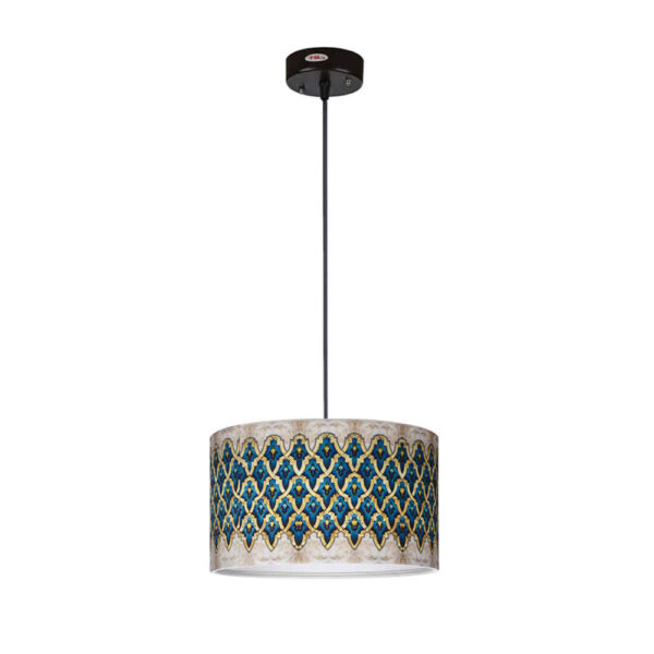 Fabric Pendant Light with Velvet Drum Lampshade Sarvin