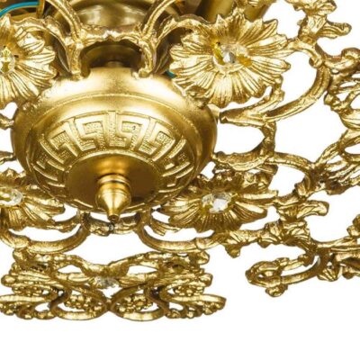 Brass Semi-flush Chandelier Florentine and Vintage Style Aysan