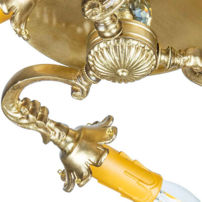Brass Semi-flush Chandelier Florentine and Vintage Style Hiva