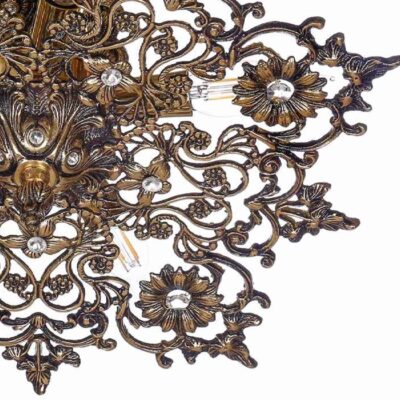 Brass Semi-flush Chandelier Florentine and Vintage Style Roshan