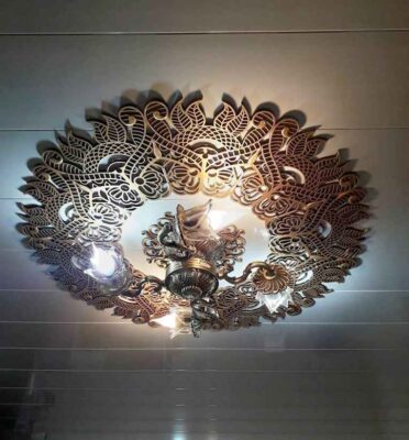 Aluminium Semi-flush Chandelier Florentine and Vintage Style Flower
