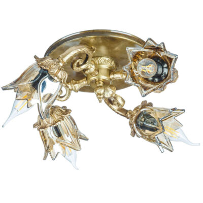 Brass Semi-flush Chandelier Florentine and Vintage Style Matin