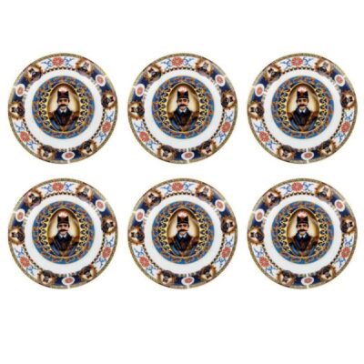 Persian Tea Saucer – Porcelain with Shah Abbasi King Design (Set of 6)