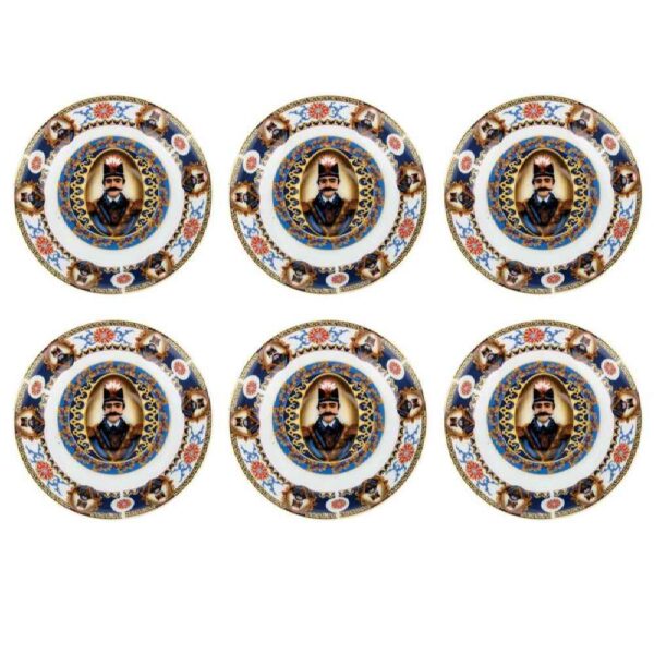 Persian Tea Saucer - Porcelain with Shah Abbasi King Design (Set of 6)