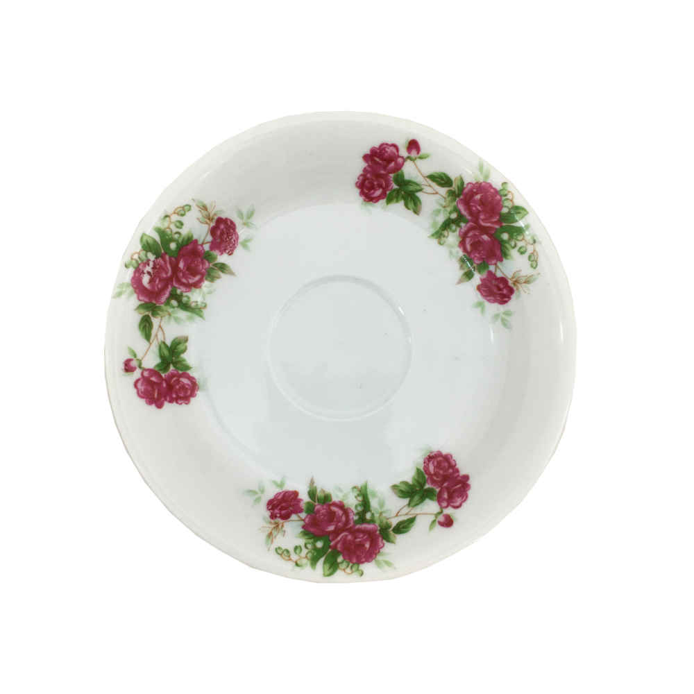 Persian Tea Saucer - Porcelain with Floral Nostalgic Design (Set of 6)