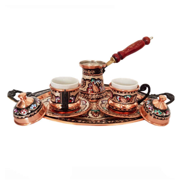 Persian Espresso Cup with Tray - Copper Demitasse Style Fakher