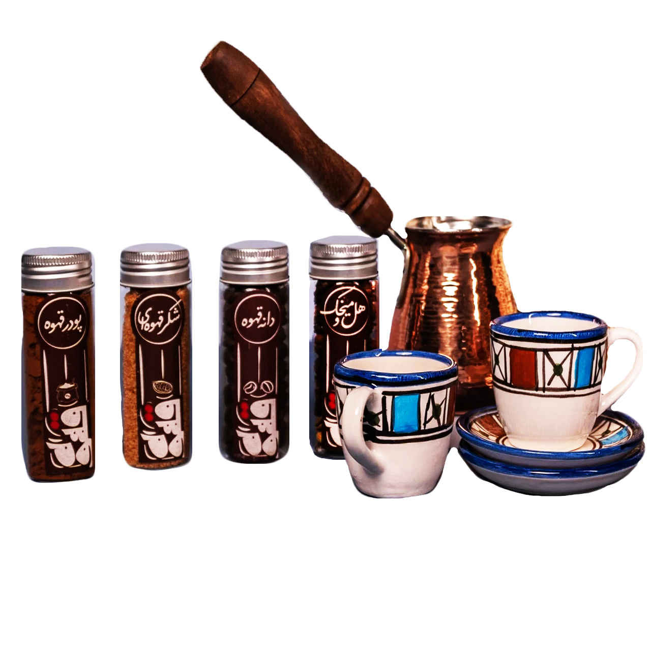 Persian Espresso Cup with Pot - Copper Demitasse Style Fakhr-Ara