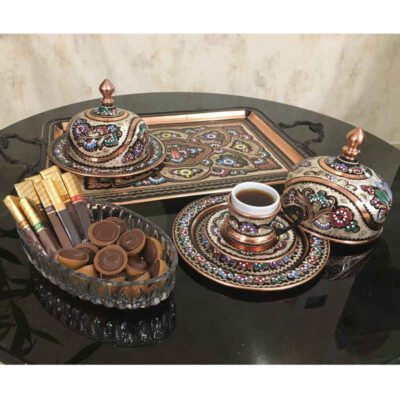 Persian Espresso Cup with Tray – Copper Demitasse Style
