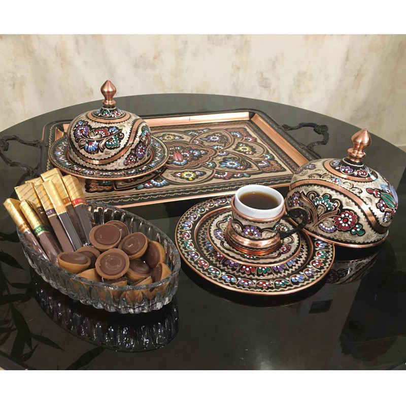 Persian Espresso Cup with Tray – Copper Demitasse Style