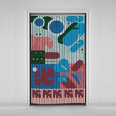 Velvet Vertical Blind Curtain – Abstract Moon Print