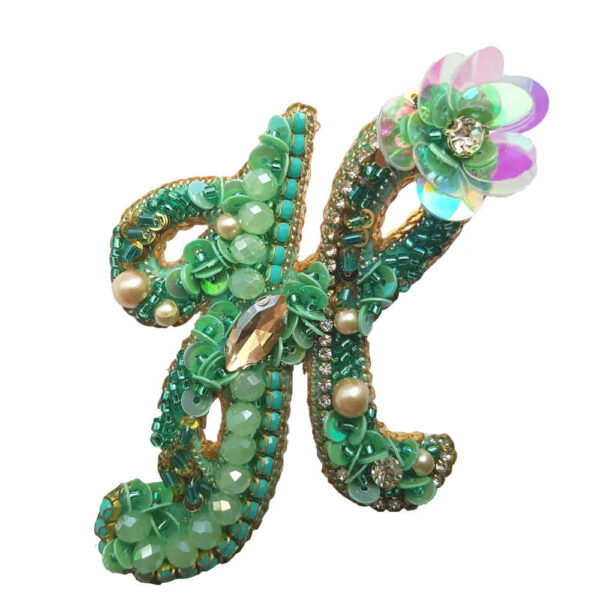 Feminine Beaded Brooch Pin – Alphabet H Model