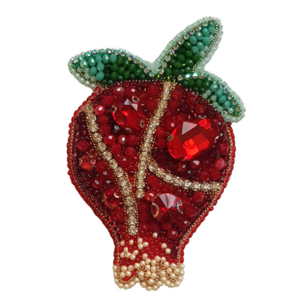 Feminine Beaded Brooch Pin – Pomegranate Design