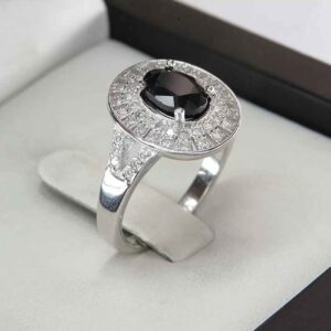 Black Ruby Women's Silver Ring