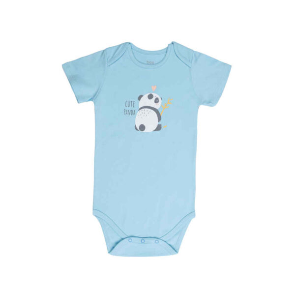 Blue Lap Shoulder Baby Onesies Bodysuit Panda