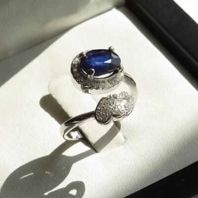 Blue Ruby Engagement Silver Ring Bliss for Women Kabood