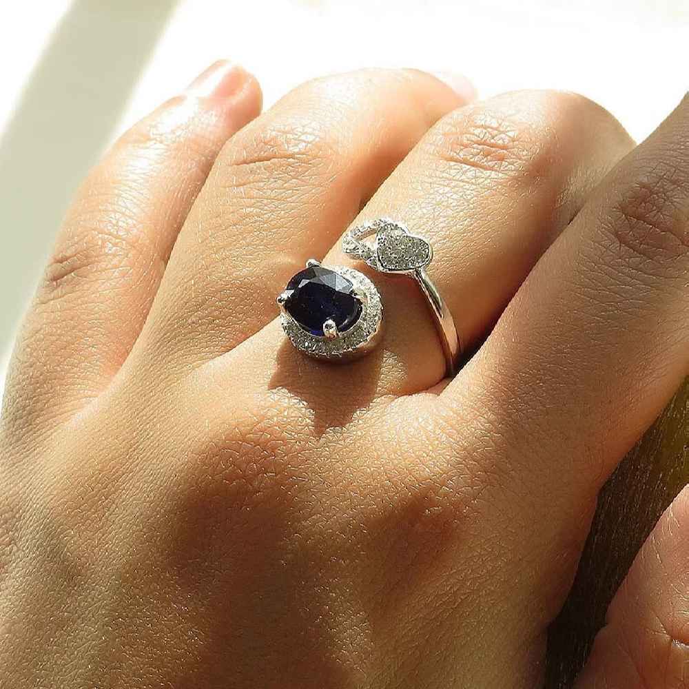 Blue Ruby Engagement Silver Ring Bliss for Women Kabood