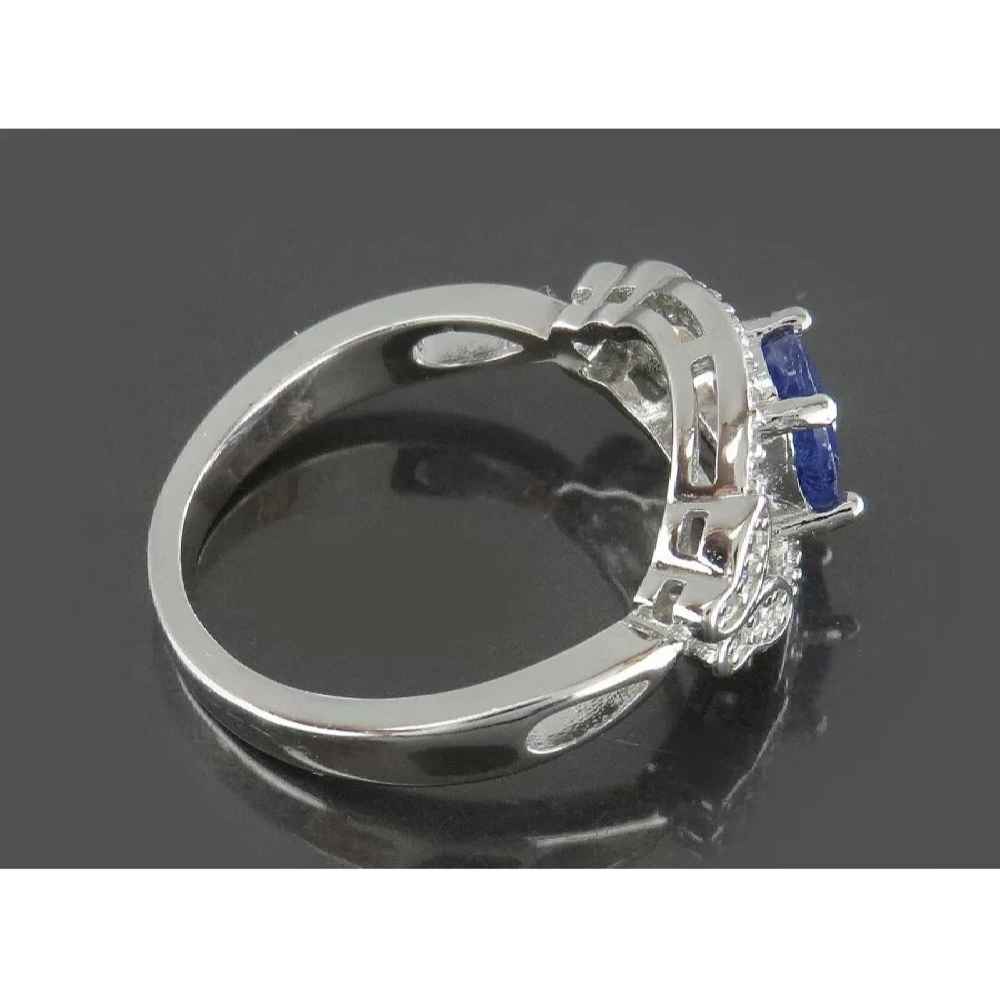 Blue Ruby Engagement Silver Ring Bliss for Women Kamand