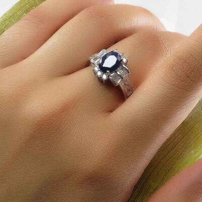 Blue Ruby Engagement Silver Ring Bliss for Women Samira