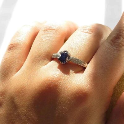 Blue Ruby Engagement Silver Ring Bliss for Women Tabasom