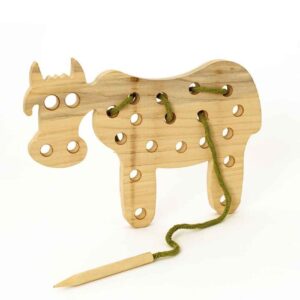 Cow Wooden Lacing Toy For Toddlers