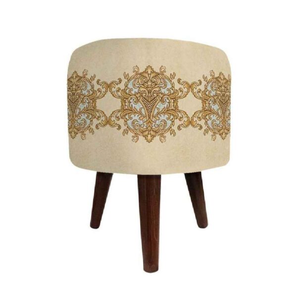 Luxurious Velvet Footstool with Wooden Legs Round Cream Dana