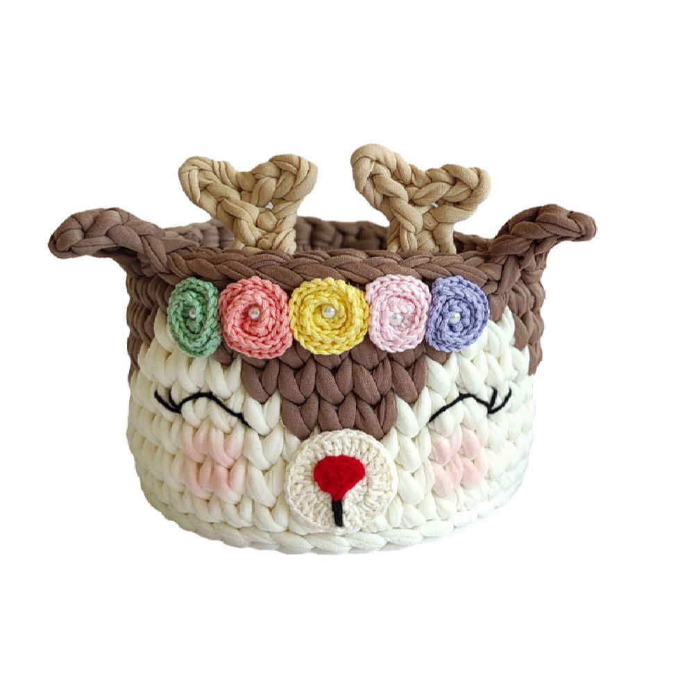 Deer Crochet Storage Basket Yarn Model Ahoo