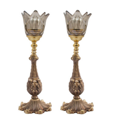 Persian Crystal Candlestick Tulip Shaped (2x)