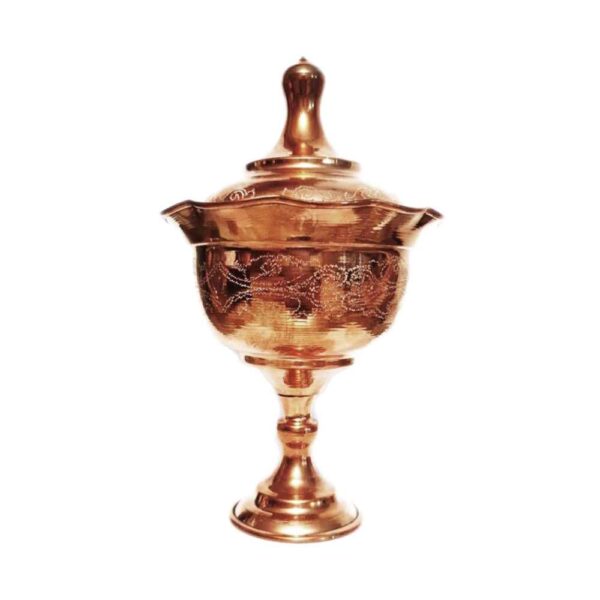 Handcrafted Persian Copper Sugar Bowl with - Hammered & Footed