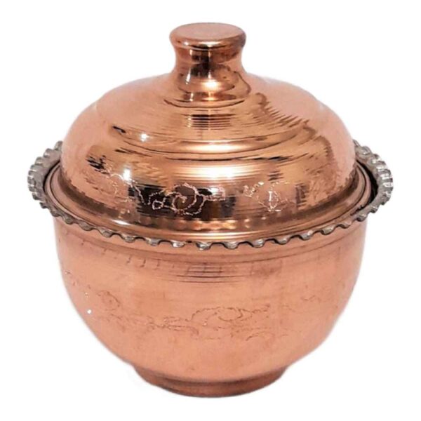 Handcrafted Persian Copper Sugar Bowl with - Hammered Karina