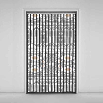 Velvet Vertical Blind Curtain – Abstract Hendesi Print