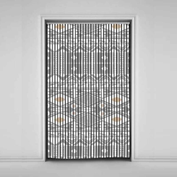 Velvet Vertical Blind Curtain – Abstract Hendesi Print