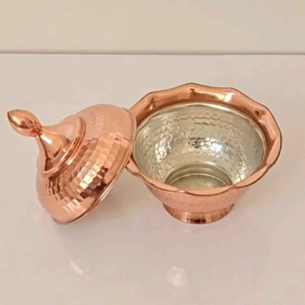 Handcrafted Persian Copper Sugar Bowl with – Hammered Sarvin