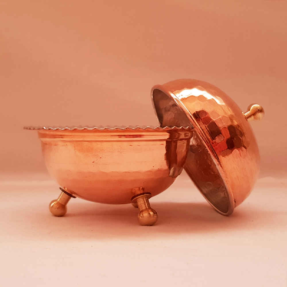 Handcrafted Persian Copper Sugar Bowl with – Hammered Toopi