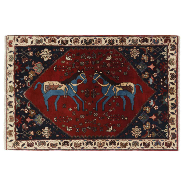 Persian Wool Carpet Hand-Knotted Model Horse