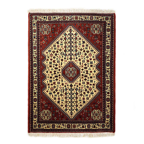 Persian Carpet with Wool Genuine Hand-Knotted in Abadeh Tribal Red
