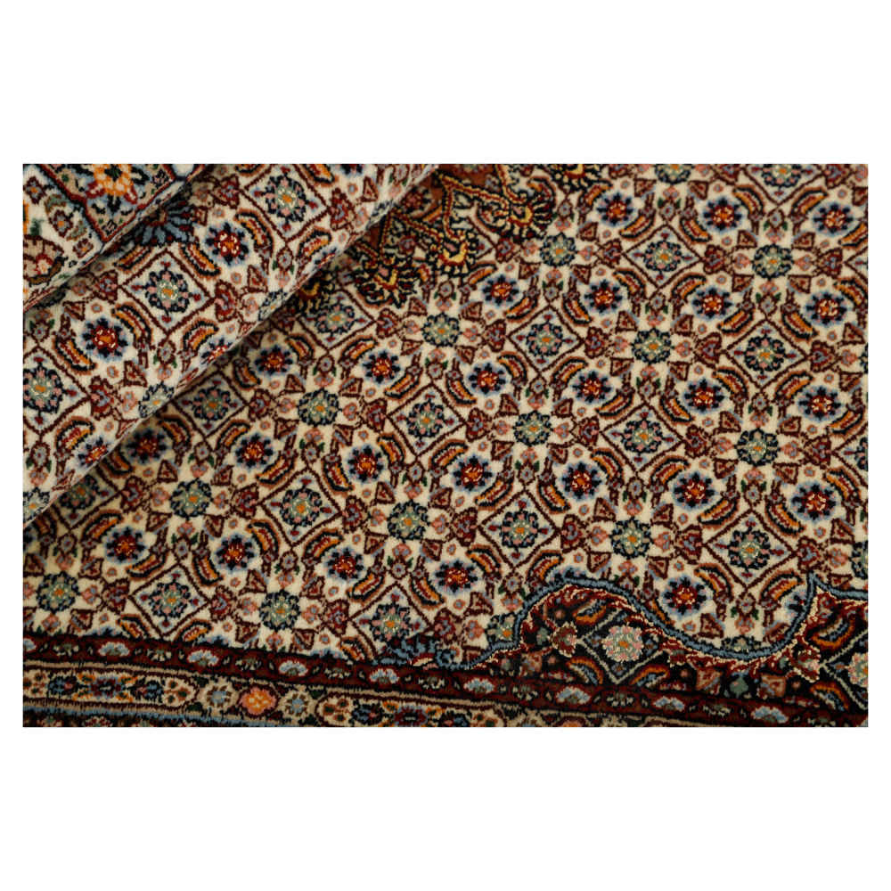 Persian Silk Carpet Hand-Knotted Original in Golabetoon Riz Mahi Brown